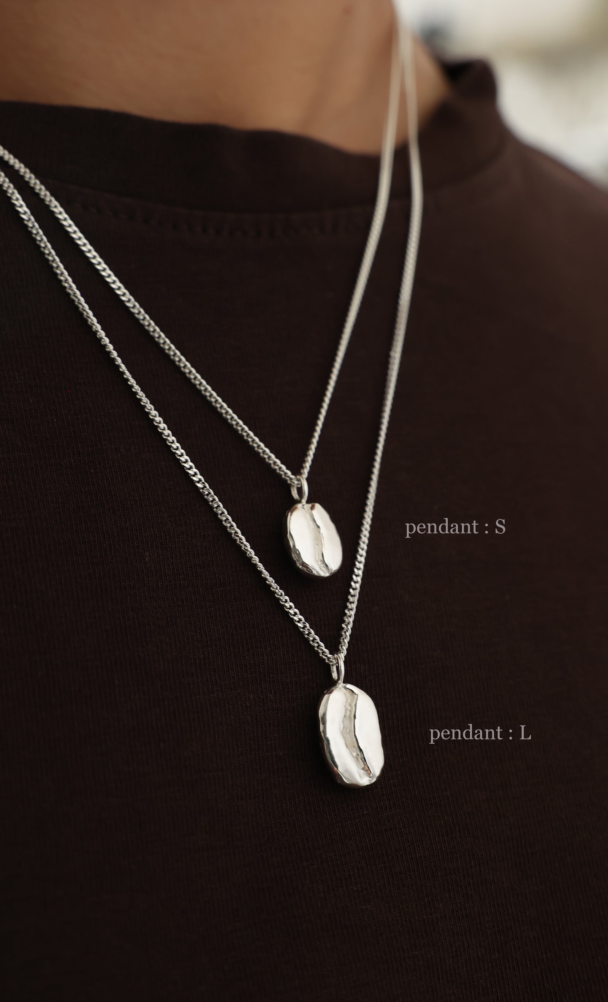 Necklace Coffee Bean Silver – Romina Hermans
