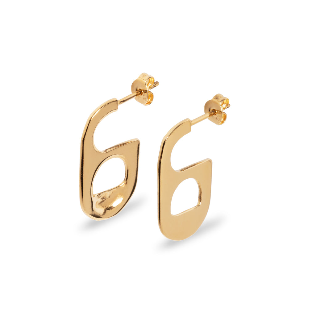 earrings soda tab side gold - romina hermans handmade jewelry from Rotterdam