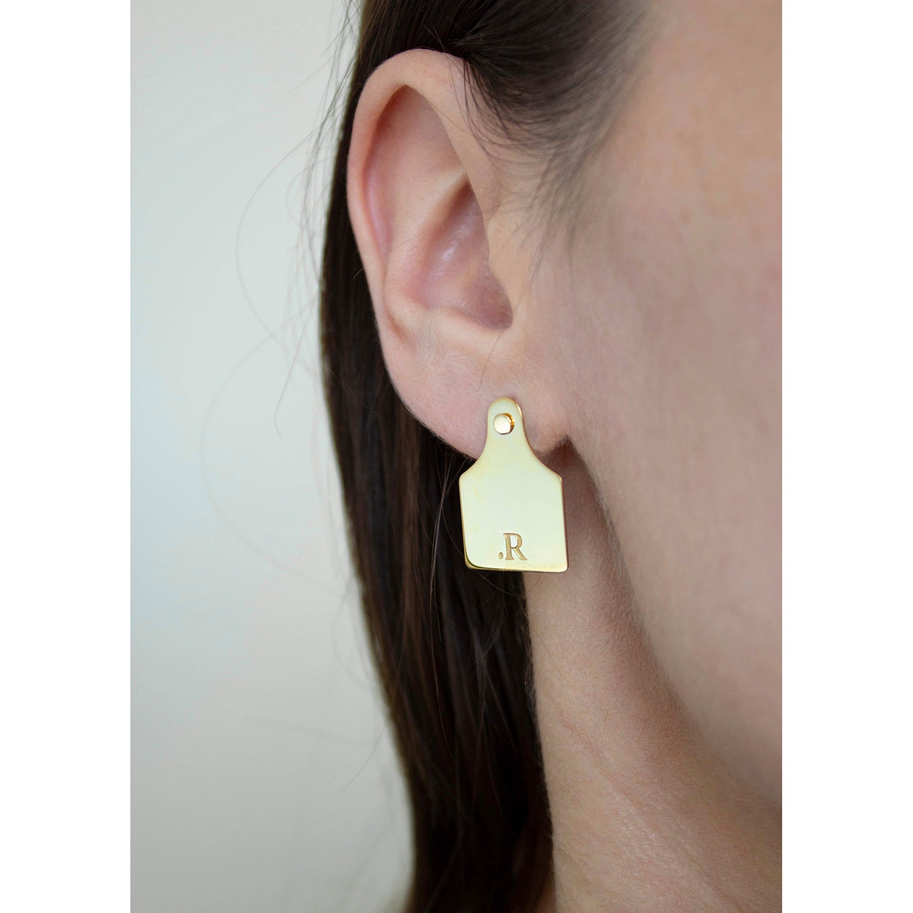 Cow tag earrings online