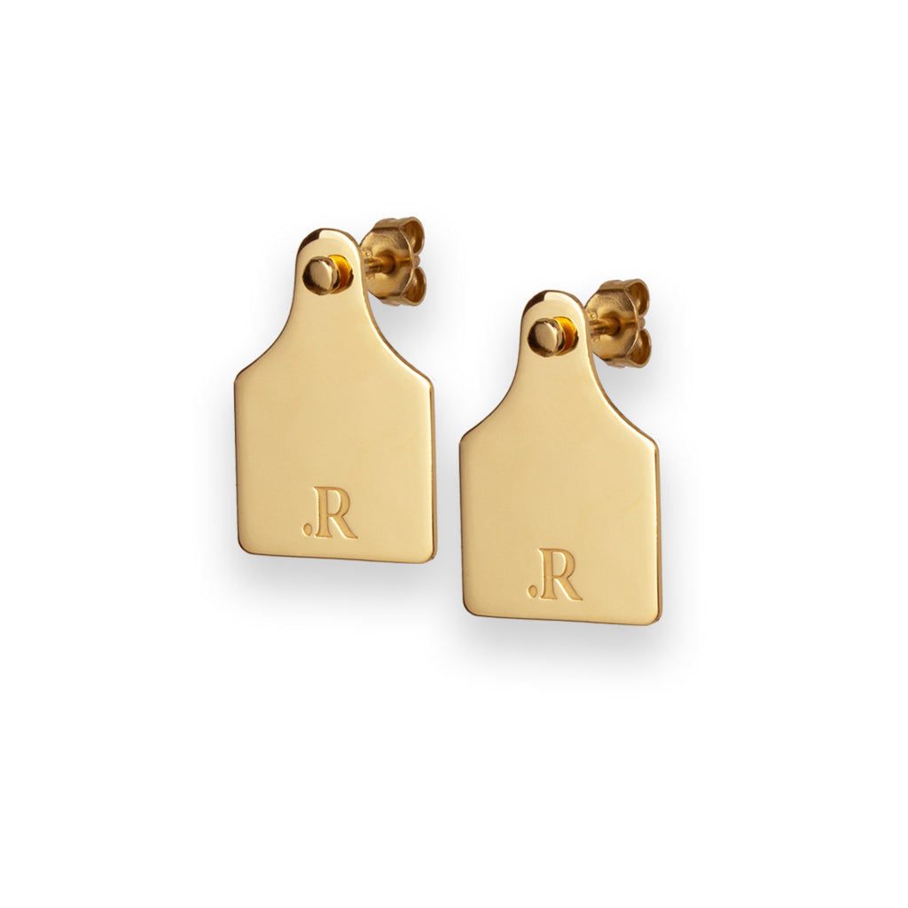 Cow tag earrings new arrivals