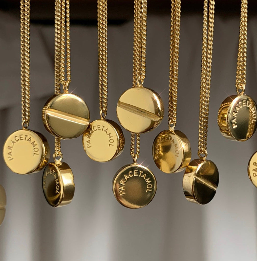 necklace paracetamol gold - paracetamol ketting goud